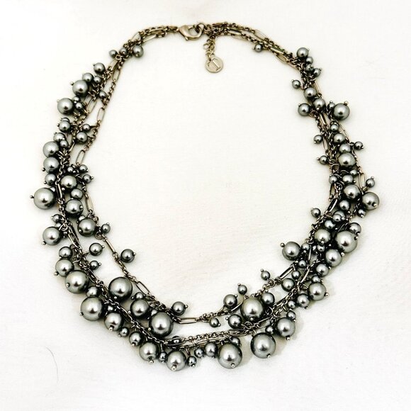 Talbots Multistrand Bead & Chain Statement Necklace - Picture 3 of 5